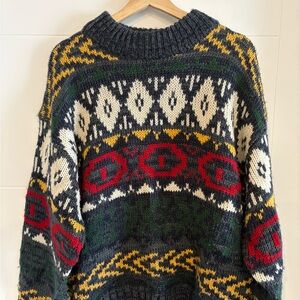 Vintage Nino Foriero blue and Yellow Knit Sweater